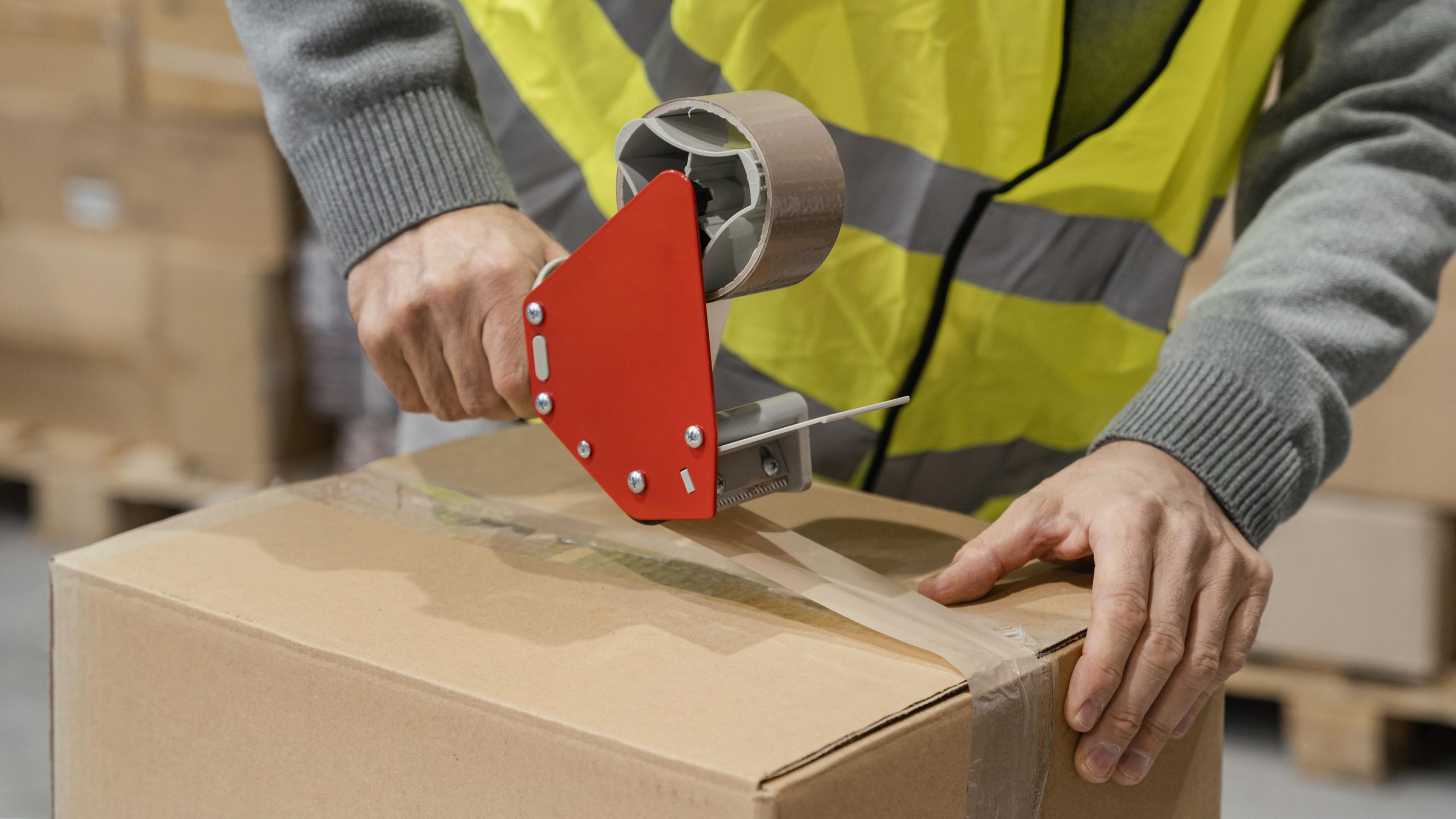 man warehouse working with packages