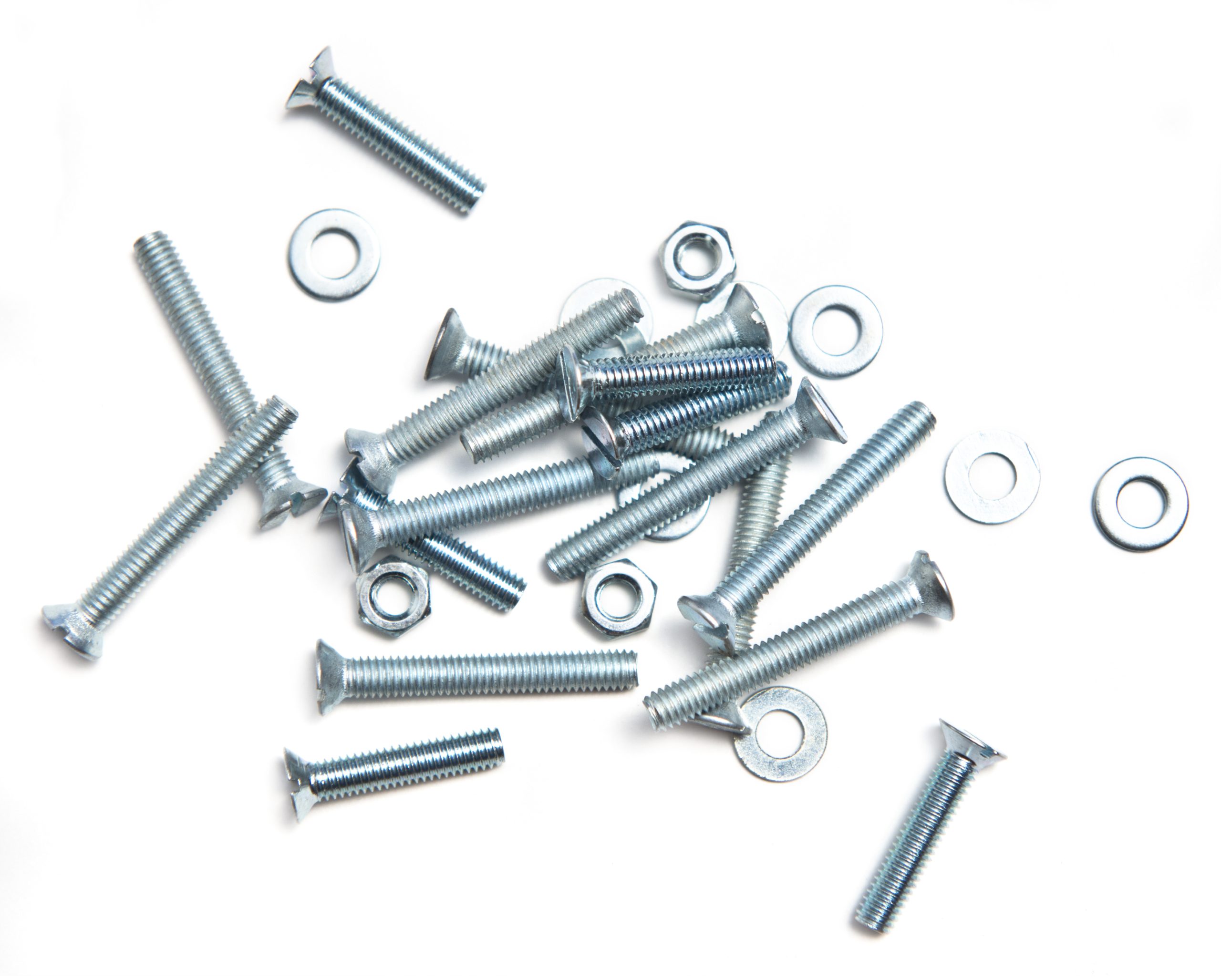 several screws isolated on white background