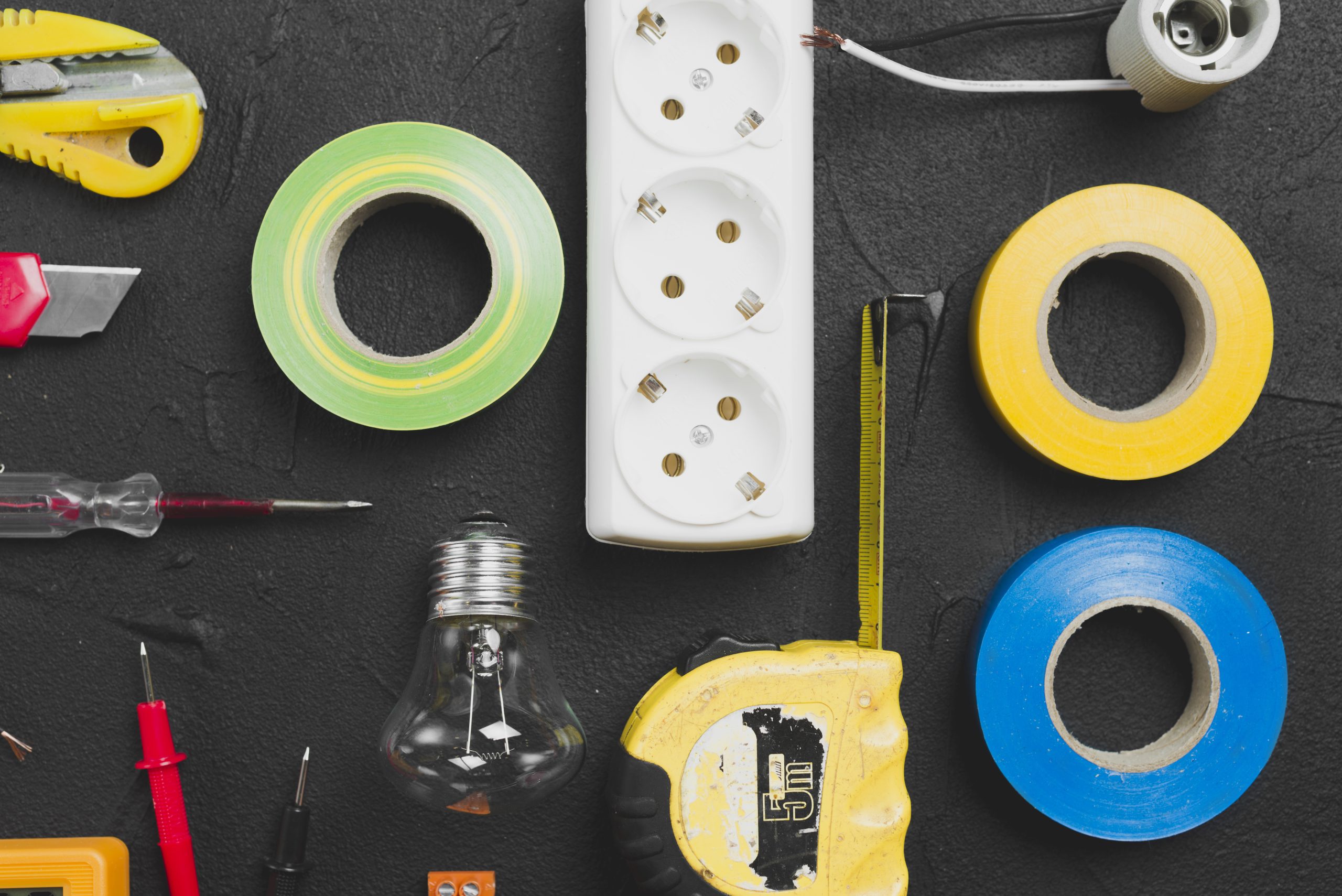 Electrical Accessories & Wires workplace with electrical tools